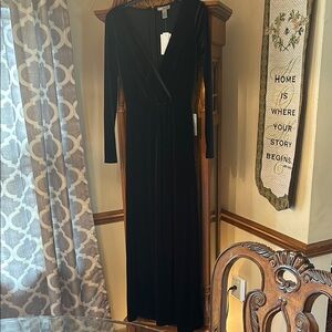 Elegant Black Velvet Wrap Dress